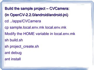 OpenCV 2.2.0 for Android | ODP