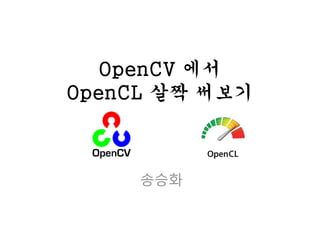 OpenCV 에서
OpenCL 살짝 써보기
송승화
 