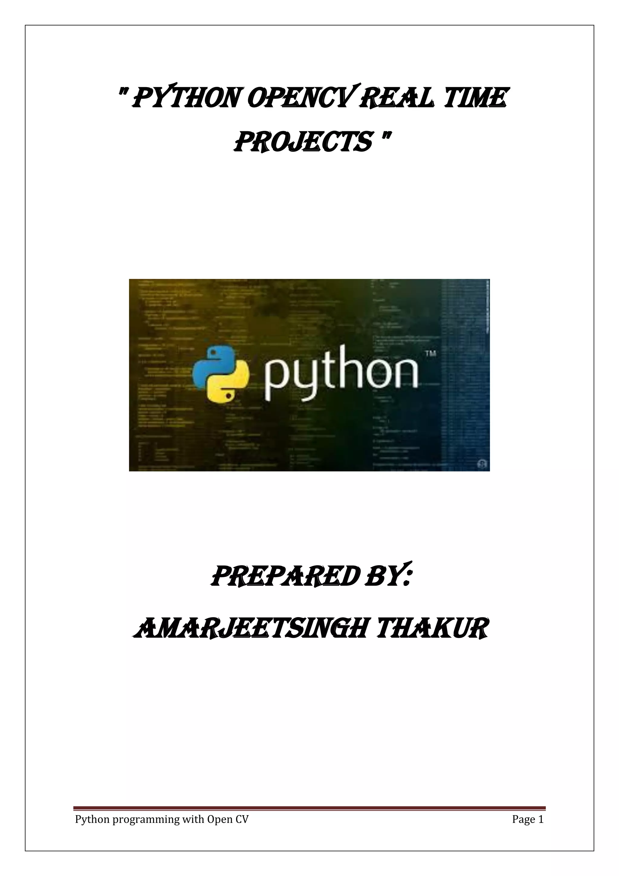 Python OpenCV Real Time projects | PDF
