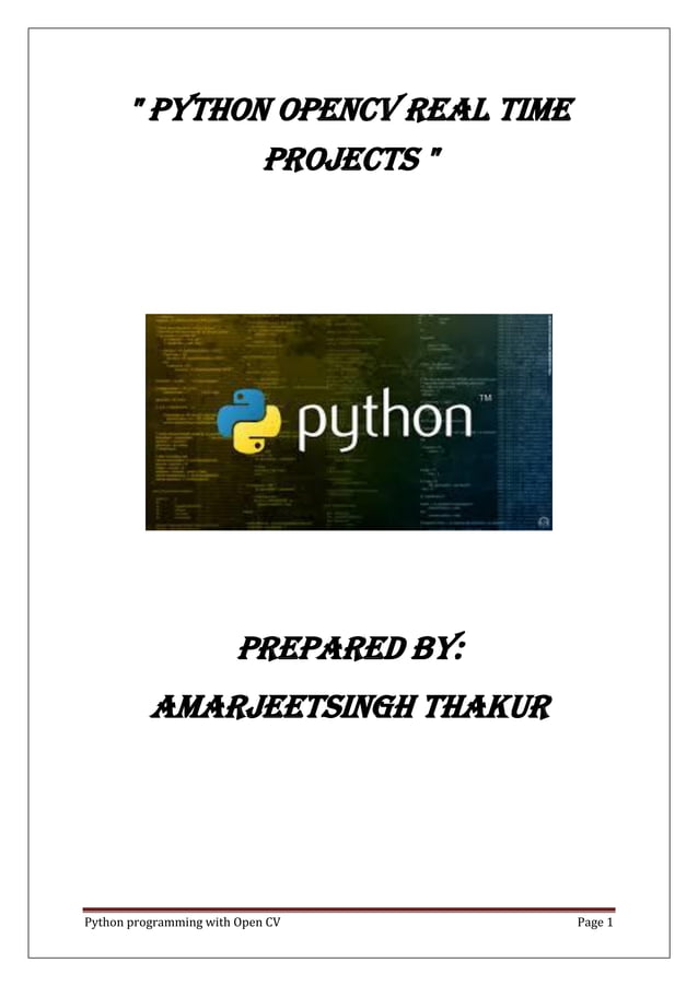 Python OpenCV Real Time projects