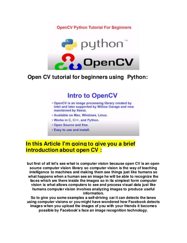 Open Cv Python Tutorial For Beginners 1