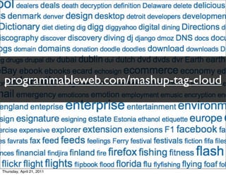 programmableweb.com/mashup-tag-cloud




Thursday, April 21, 2011
 