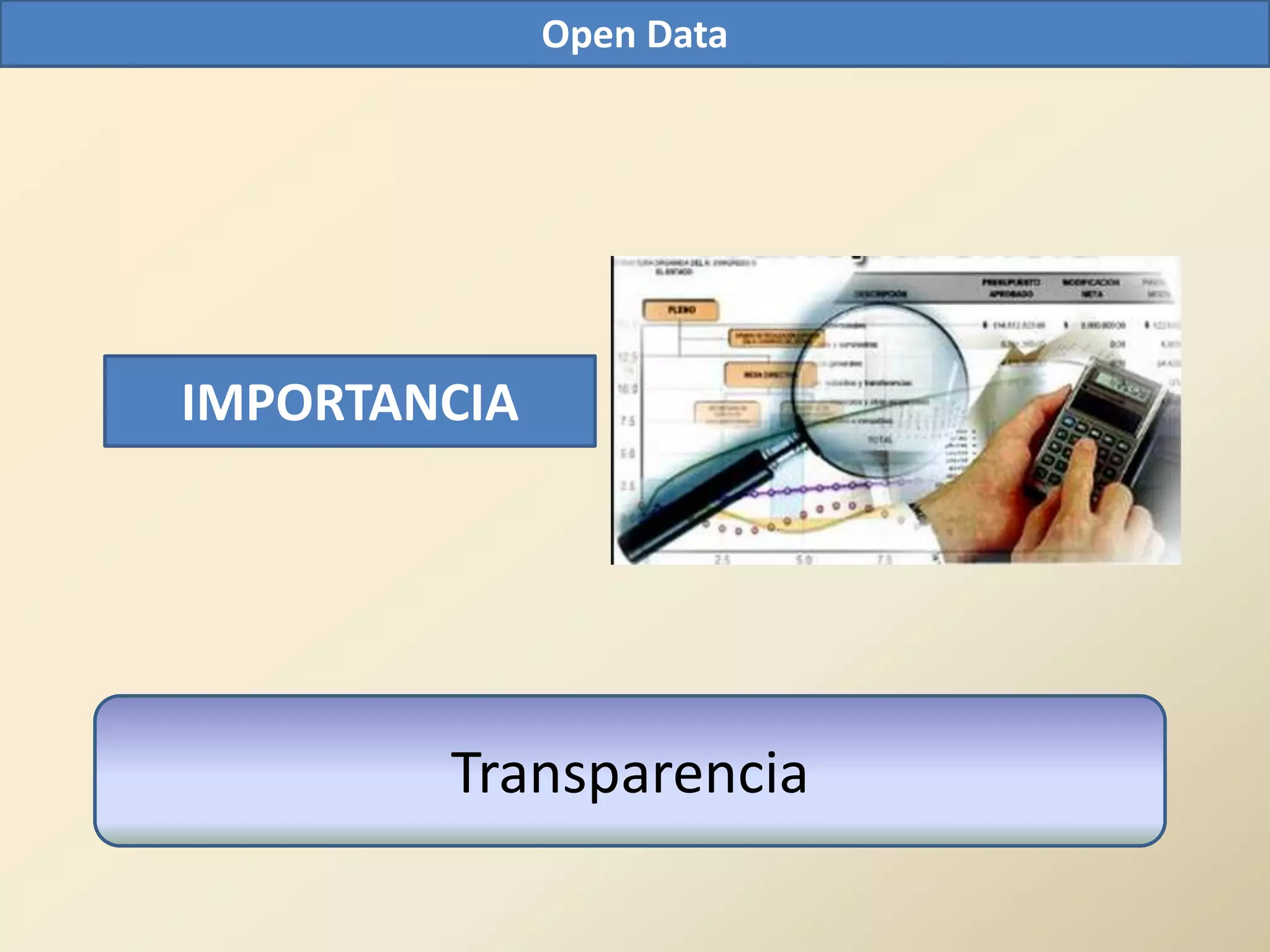 Open Data




IMPORTANCIA




        Transparencia
 