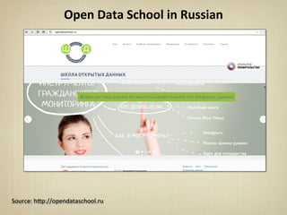 Open	
  Data	
  School	
  in	
  Russian	
  
Source:	
  h*p://opendataschool.ru
 