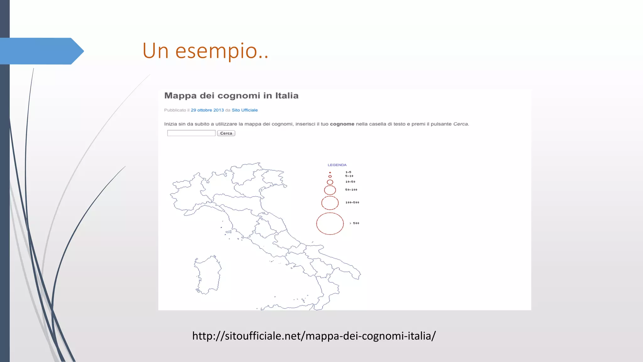 Un esempio..
http://sitoufficiale.net/mappa-dei-cognomi-italia/
 