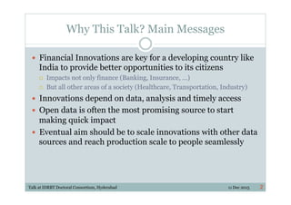 Open Data for Financial Innovations in the Developing World Slide 2