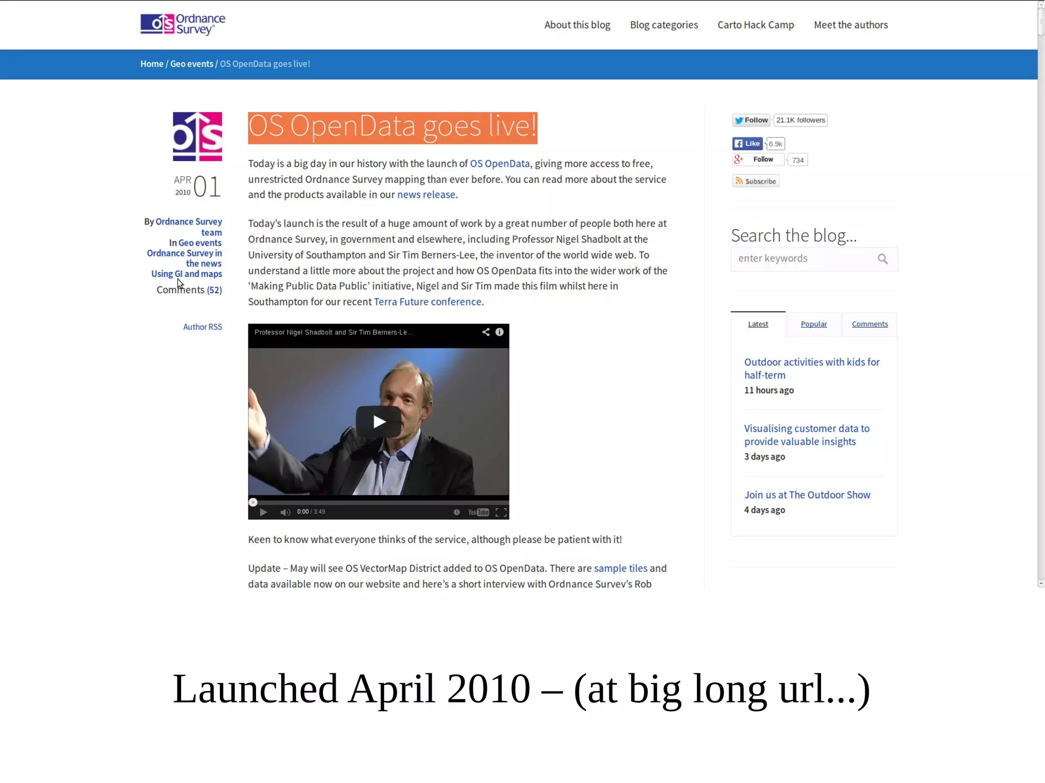 Launched April 2010 – (at big long url...)

 