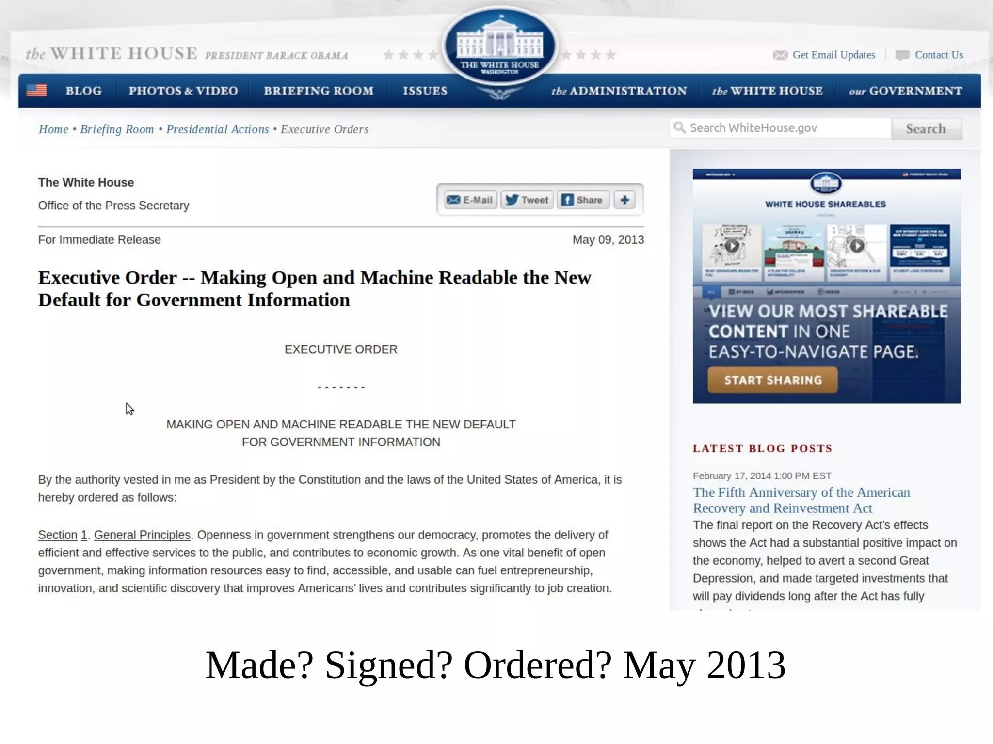 Made? Signed? Ordered? May 2013

 
