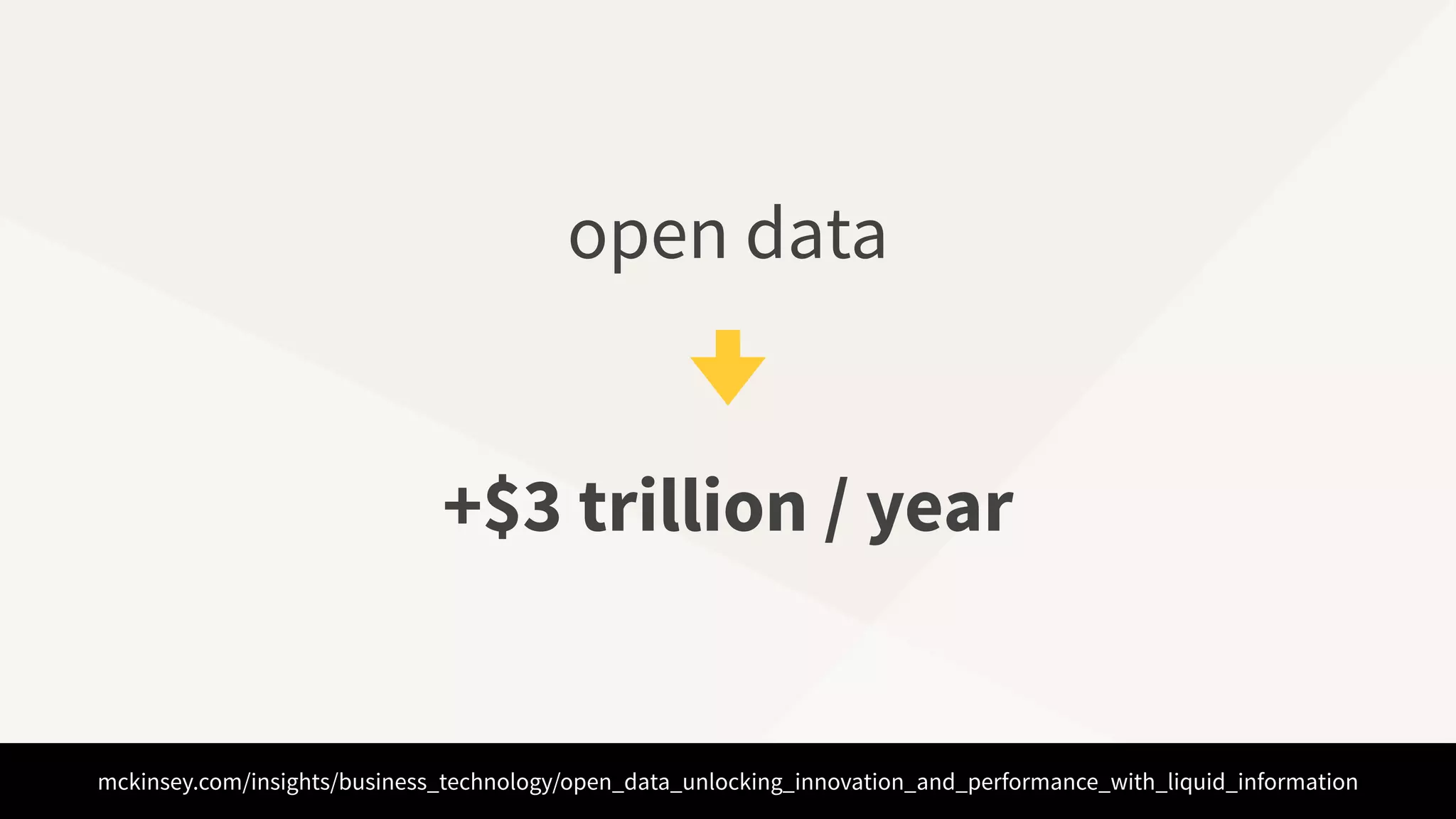 +$3 trillion / year
mckinsey.com/insights/business_technology/open_data_unlocking_innovation_and_performance_with_liquid_information
open data
 