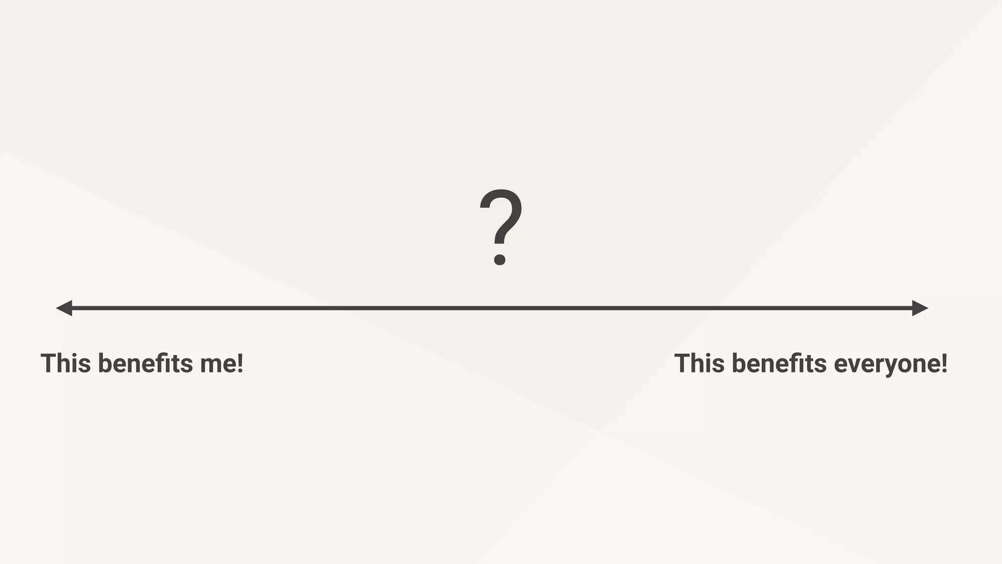 This beneﬁts me! This beneﬁts everyone!
?
 