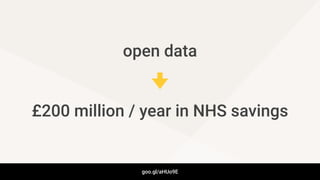 £200 million / year in NHS savings
goo.gl/aHUo9E
open data
 