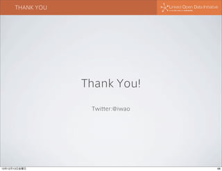 THANK YOU

Thank You!
Twitter:@iwao

13年12月13日金曜日

68

 