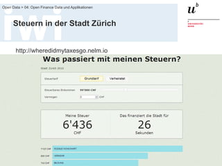 FS 2014
Open Data > 04: Open Finance Data und Applikationen
44
Steuern in der Stadt Zürich
http://wheredidmytaxesgo.nelm.io
 
