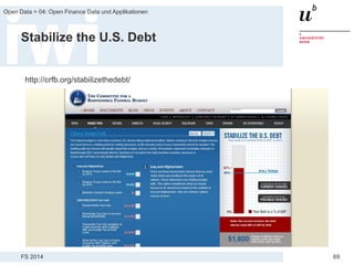 FS 2014
Open Data > 04: Open Finance Data und Applikationen
69
Stabilize the U.S. Debt
http://crfb.org/stabilizethedebt/
 