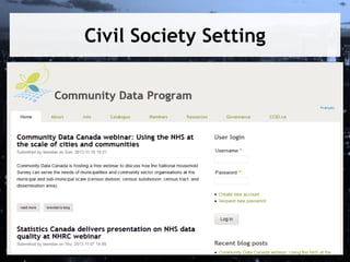 Civil Society Setting
Geographic
and
Numeric
Information
Systems
Social
Planning
Network of
Ontario

 