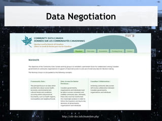 Data Negotiation
http://cdc-dcc.info/mandate.php
 