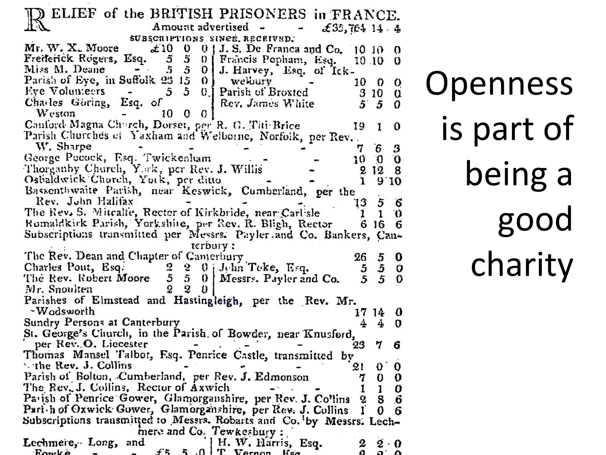 Openness is part of being a good charity 