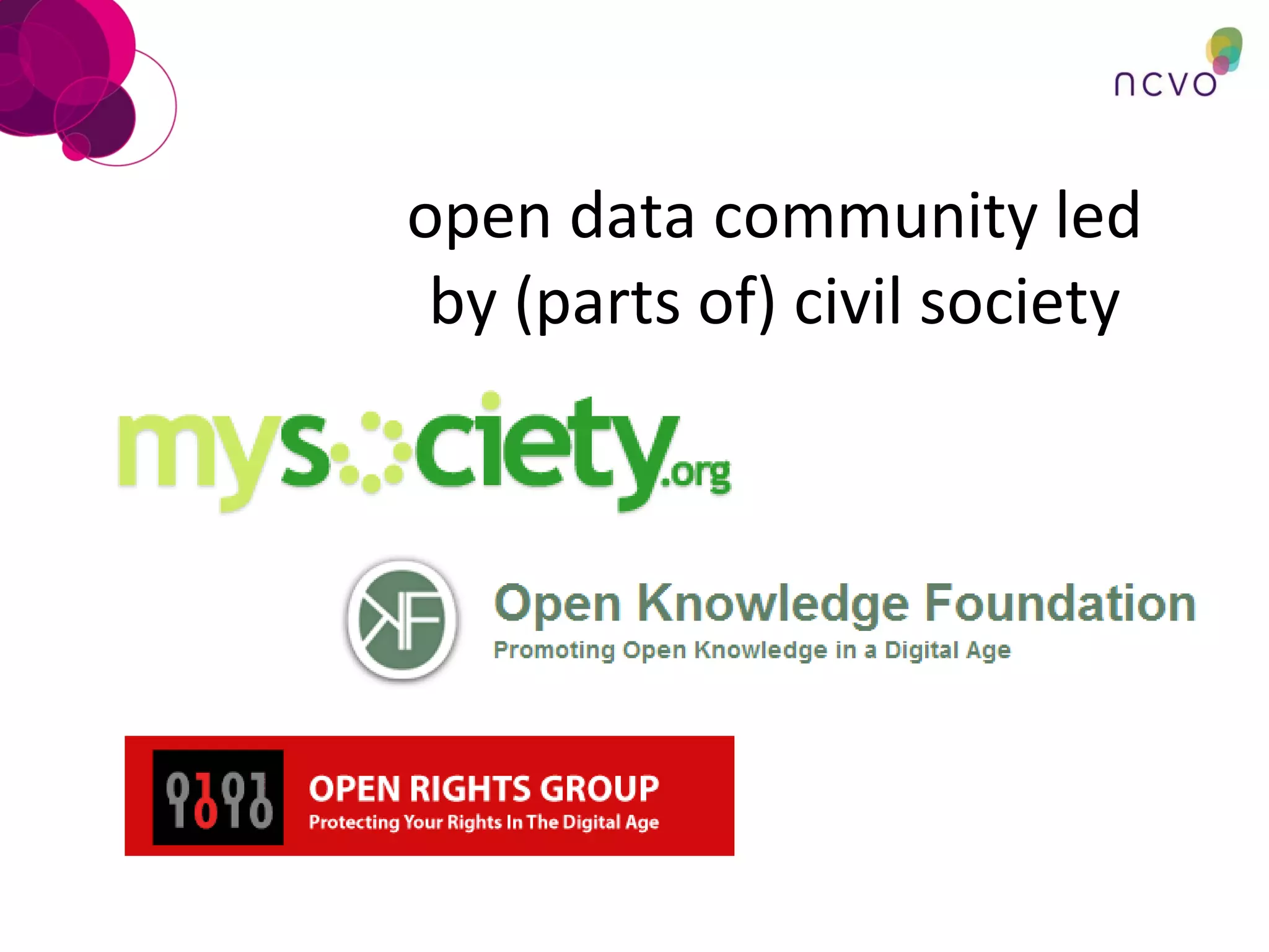 open data community led by (parts of) civil society 