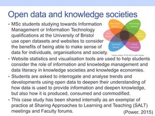 Open data and knowledge societies
(Power, 2015)
• MSc students studying towards Information
Management or Information Tech...