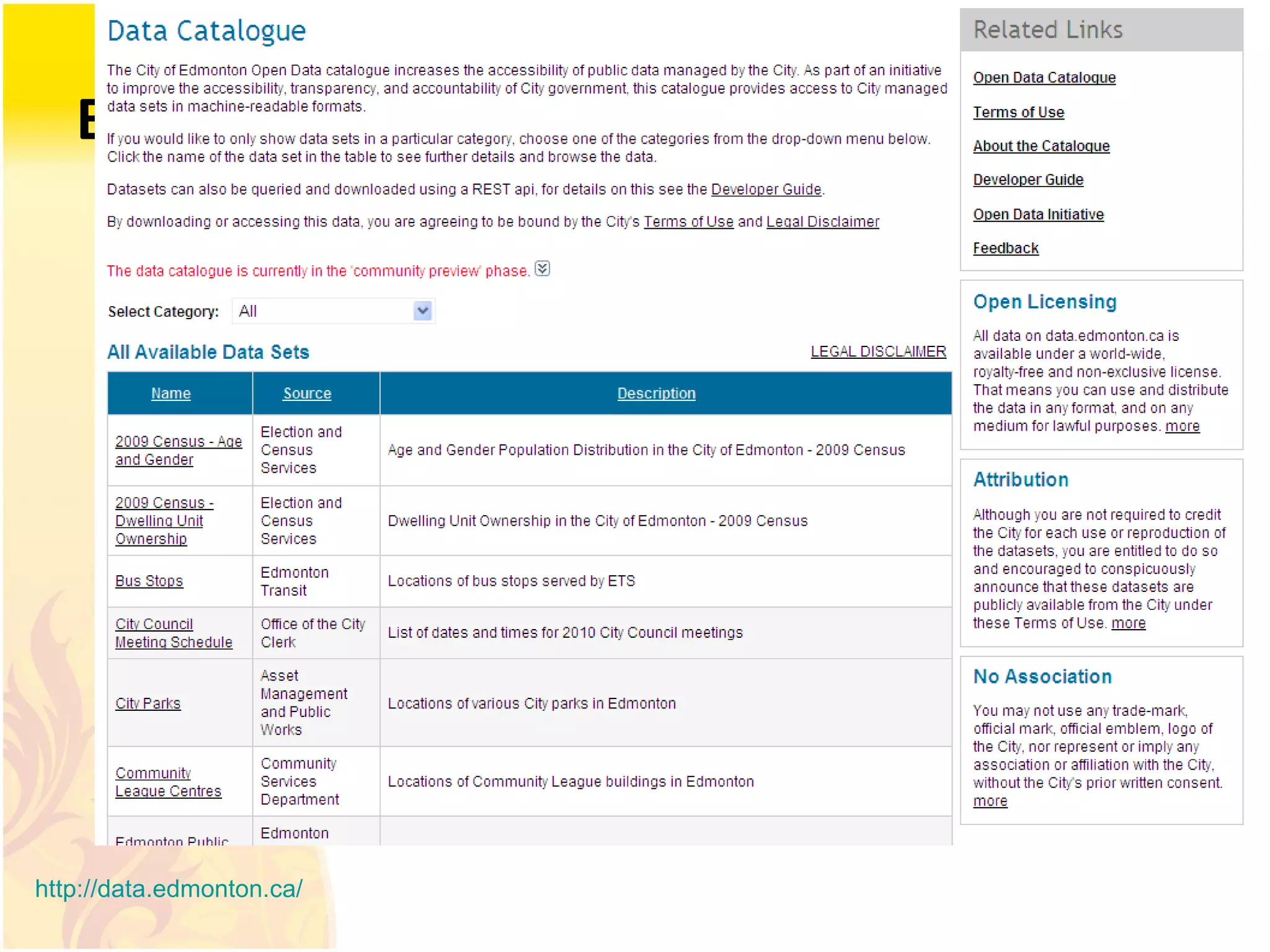 Beispiele http://data.edmonton.ca / 