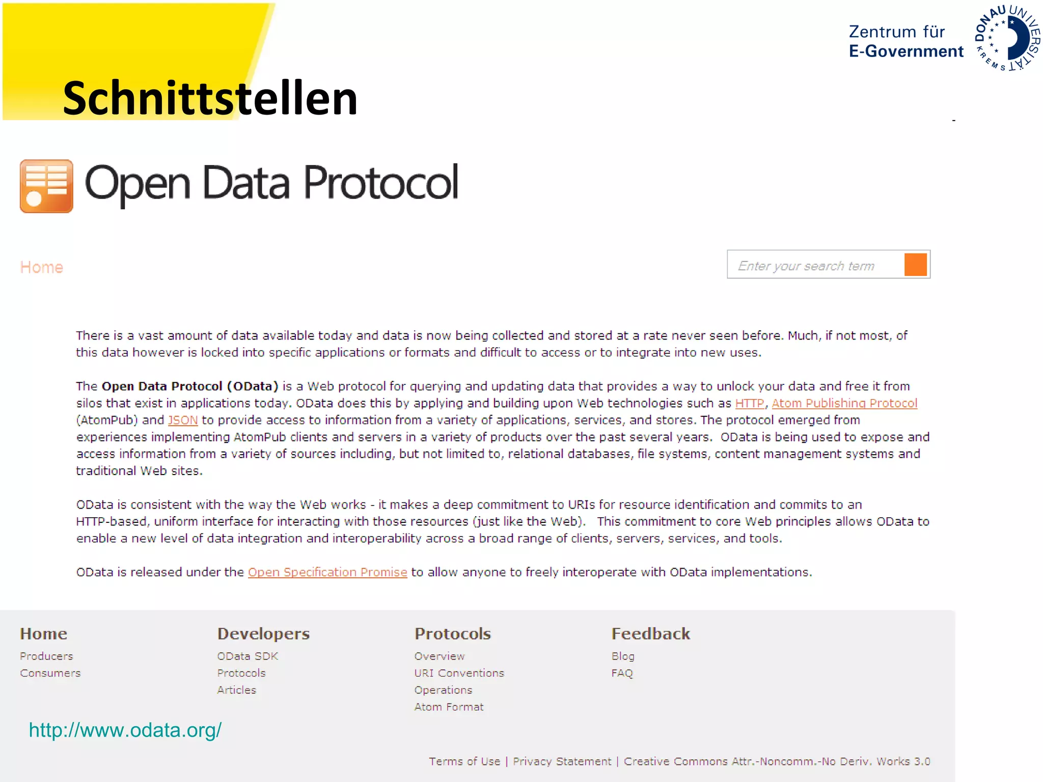 Schnittstellen http://www.odata.org / 