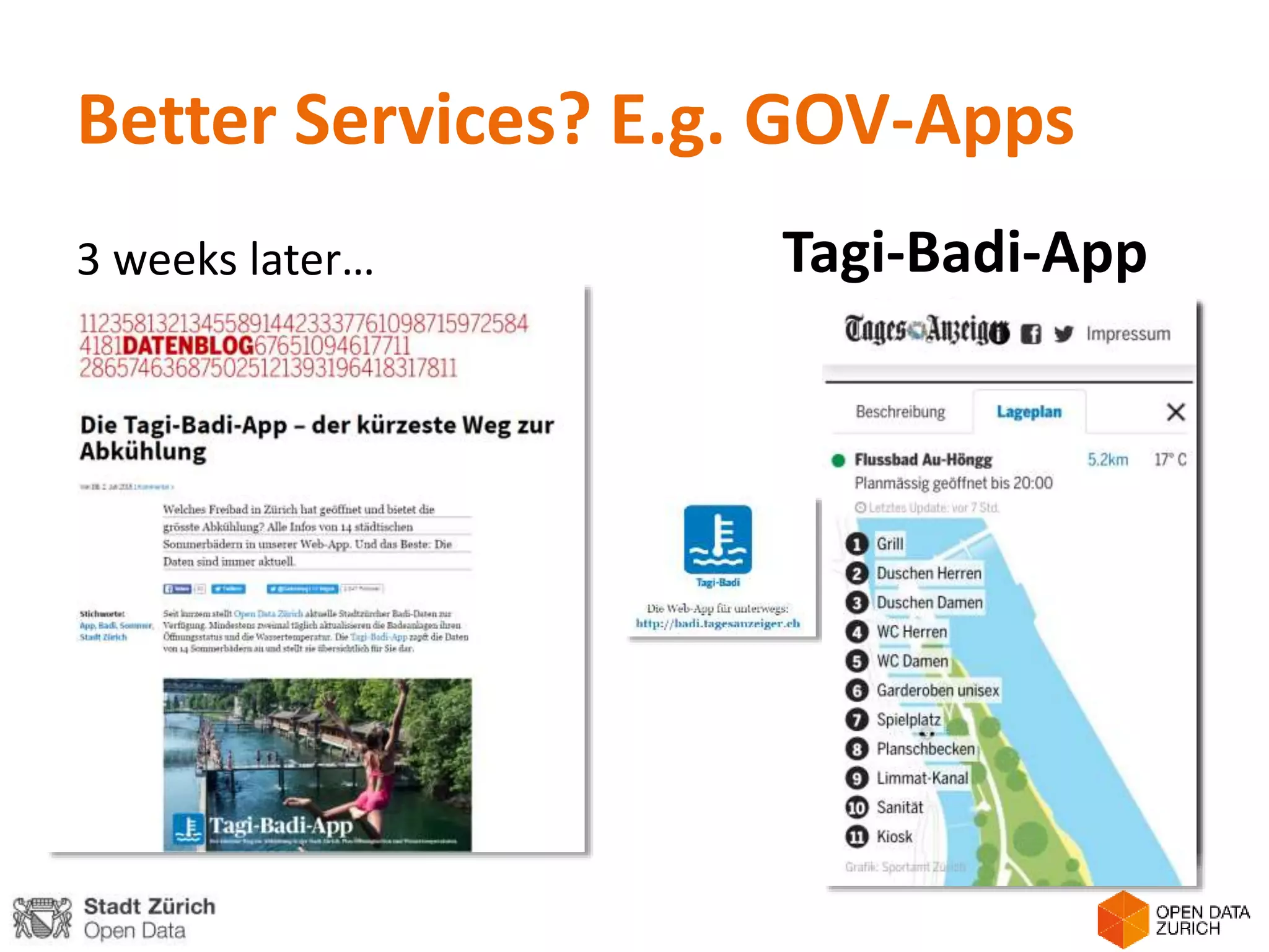 3 weeks later…
Better Services? E.g. GOV-Apps
Tagi-Badi-App
 