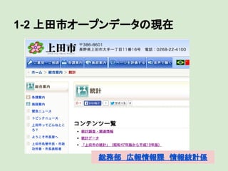 1-2 上田市オープンデータの現在

総務部　広報情報課　情報統計係

 