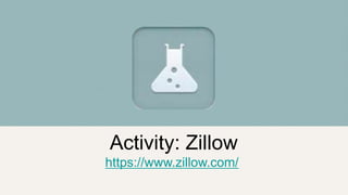 Activity: Zillow
https://www.zillow.com/
 