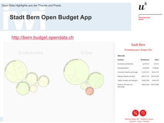 19. Juni 2015
Open Data Highlights aus der Theorie und Praxis
38
Stadt Bern Open Budget App
http://bern.budget.opendata.ch
 