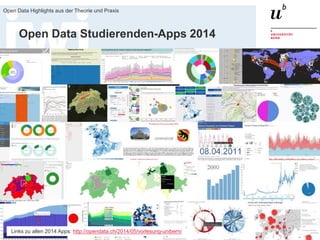 19. Juni 2015
Open Data Highlights aus der Theorie und Praxis
82
Open Data Studierenden-Apps 2014
Links zu allen 2014 Apps: http://opendata.ch/2014/05/vorlesung-unibern/
 