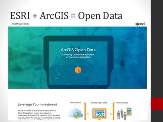 ESRI + ArcGIS = Open Data
 