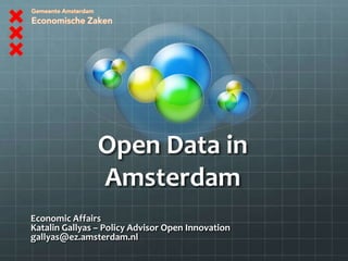 Open Data in Amsterdam Economic Affairs KatalinGallyas – Policy Advisor Open Innovation gallyas@ez.amsterdam.nl 