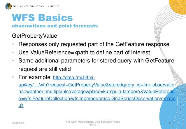 request wfs example Interface FMI and Usage Data Open