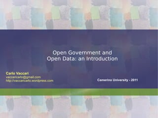 Open Government and Open Data: an Introduction 