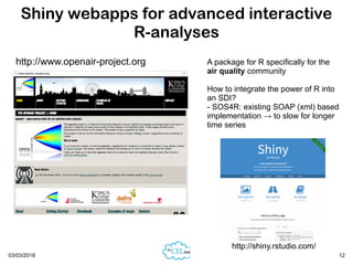 03/03/2018 12
Shiny webapps for advanced interactive
R-analyses
http://www.openair-project.org A package for R specificall...