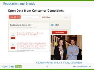Reputation and Brands
Open Data from Consumer Complaints

Courtney Powell and A.J. Fouty, cofounders
42

 