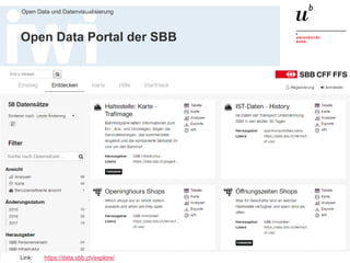 Dr. Matthias Stürmer, Forschungsstelle Digitale Nachhaltigkeit
Open Data und Datenvisualisierung
32
Open Data Portal der SBB
Link: https://data.sbb.ch/explore/
 