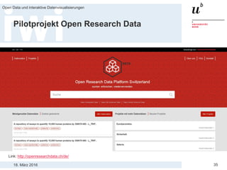 18. März 2016
Open Data und interaktive Datenvisualisierungen
35
Pilotprojekt Open Research Data
Link: http://openresearchdata.ch/de/
 