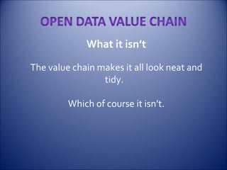 What it isn’t The value chain makes it all look neat and tidy.   Which of course it isn’t.    