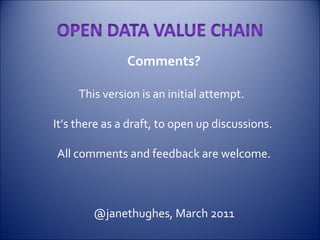 Comments? This version is an initial attempt.   It’s there as a draft, to open up discussions.  All comments and feedback are welcome. @janethughes, March 2011 