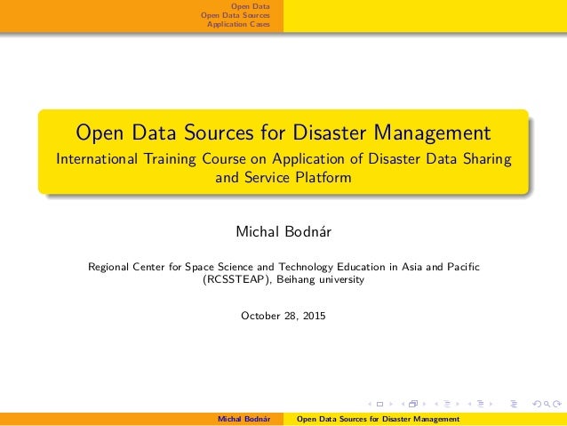 Open Data Sources for Disaster Management