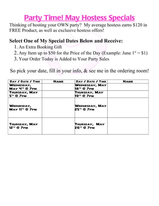 Open Date For Example Open date card | DOC
