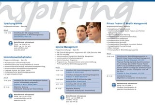 nspiring
Sprachprogramme
Programmvorstellungen > Raum N6

Ablauf
11:00-12:00




•
•
•
•
•
•
•
                Vorstellung der EBS Language Institut
                Sprachprogramme im Weiterbildungsbereich
                David Windsor, Peter Cole


                Weiterführende Informationen
                Phone +49 6723 69 223
                Mobile +49 162 412 1472
                peter.cole@ebs.edun
                www.ebs.de/eelt



Immobilienwirtschaftslehre
Programmvorstellungen > Raum N5
    Kontaktstudium Immobilienökonomie
    Intensivstudium Real Estate Investment & Finance
    Intensivstudium Nachhaltige Immobilien-Projektentwicklung
    Intensivstudium Immobilien-Risikomanagement
    Language Seminar Real Estate English
    Firmenspezifische Weiterbildungsprogramme
    3-Tages-Kompaktseminare

Ablauf
12:30-14:00     Vorstellung des Real Estate Management Institute
                                                                   General Management
                                                                   Programmvorstellungen > Raum N2
                                                                   •
                                                                   •
                                                                   •
                                                                   •
                                                                   •
                                                                   •
                                                                   •
                                                                       EBS General Management Programmen DBS & EBS Executive MBA
                                                                       EBS Full-time MBA
                                                                       Intensivstudium Strategisches Marketing Management
                                                                       Intensivstudium Stiftungsmanagement
                                                                       Interim Executives Programme
                                                                       Programme zur Prozessorientierten Unternehmensführung
                                                                       Firmenspezifische Weiterbildungsprogramme

                                                                   Ablauf
                                                                   10:30-11:00

                                                                   11:00-11:30

                                                                   13:00-14:00
                                                                                  Vorstellung EBS General Management Programme
                                                                                  Professor Dr. Ulrich Grimm
                                                                                  Vorstellung Strategisches Marketing Management
                                                                                  Professor Dr. Roland Mattmüller
                                                                                  Vorstellung DBS & EBS Executive MBA
                                                                                  Meike Herdener, Amada Hänel
                                                                                                                                   Private Finance & Wealth Management
                                                                                                                                   Programmvorstellungen > Raum N5
                                                                                                                                   • Kontaktstudium Finanzökonomie
                                                                                                                                   • Intensivstudium Capital Market Products and Portfolio
                                                                                                                                     Management
                                                                                                                                   • Intensivstudium Estate Planning
                                                                                                                                   • Kompaktstudium Testamentsvollstreckung
                                                                                                                                   • Kompaktstudium Hedgefonds
                                                                                                                                   • Kompaktstudium Private Equity
                                                                                                                                   • Kompaktstudium Rohstoffe
                                                                                                                                   • Kompaktstudium Quantitative Investment Analysis
                                                                                                                                   • Kompaktstudium Honorarberatung
                                                                                                                                   • Offene Seminare
                                                                                                                                   • Firmenspezifische Weiterbildungsprogramme

                                                                                                                                   Ablauf
                                                                                                                                   10:30-12:00




                                                                                                                                   ab 10:30
                                                                                                                                                  Vorstellung der Weiterbildungsprogramme im
                                                                                                                                                  Bereich Private Finance and Wealth Management
                                                                                                                                                  Professor Dr. Peter Schaubach, CFP, CFEP
                                                                                                                                                  Financial Planning Standards Board Deutschland
                                                                                                                                                  e.V. Grundzüge des Certified Financial Planner
                                                                                                                                                  (CFP)® und des Certified Foundation and Estate
                                                                                                                                                  Planner (CFEP)® Grundzüge der Zertifizierung zum
                                                                                                                                                  DIN-geprüften privaten Finanzplaner nach DIN
                                                                                                                                                  ISO 22222
                                                                                                                                                  Professor Dr. Peter Schaubach, CFP, CFEP
                                                                                                                                                  Individuelle Beratung
                                                                                                                                                  Möglichkeit zu Gesprächen mit Absolventen

                und der verschiedenen Programme
                Professor Dr. Nico B. Rottke, MRICS                14:00-15:00    Vorstellung EBS Full-time MBA                                   Weiterführende Informationen
                                                                                  Meike Herdener, Amada Hänel                                     Phone +49 6723 8888 0
ab 10:30        Allgemeine Beratung                                                                                                               info@ebs-finanzakademie.de
                (individuelle Beratung nach Voranmeldung)          ab 10:30       Allgemeine Beratung
                                                                                                                                                  www.ebs-finanzakademie.de
                                                                                  (individuelle Beratung nach Voranmeldung)

                Weiterführende Informationen
                Phone +49 611 360 18 935                                          Weiterführende Informationen
                ursula.kiefer@ebs-remi.de                                         Phone +49 6723 8888 350
                www.ebs-remi.de                                                   info@ebs-mmi.de
                                                                                  www.ebs-mmi.de
 