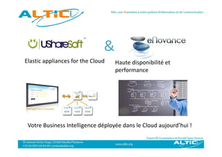 &
Elastic appliances for the Cloud
                   for the Cloud   Haute disponibilité et 
                                   H     di    ibili é
                                   performance




 Votre Business Intelligence déployée dans le Cloud aujourd’hui !
 