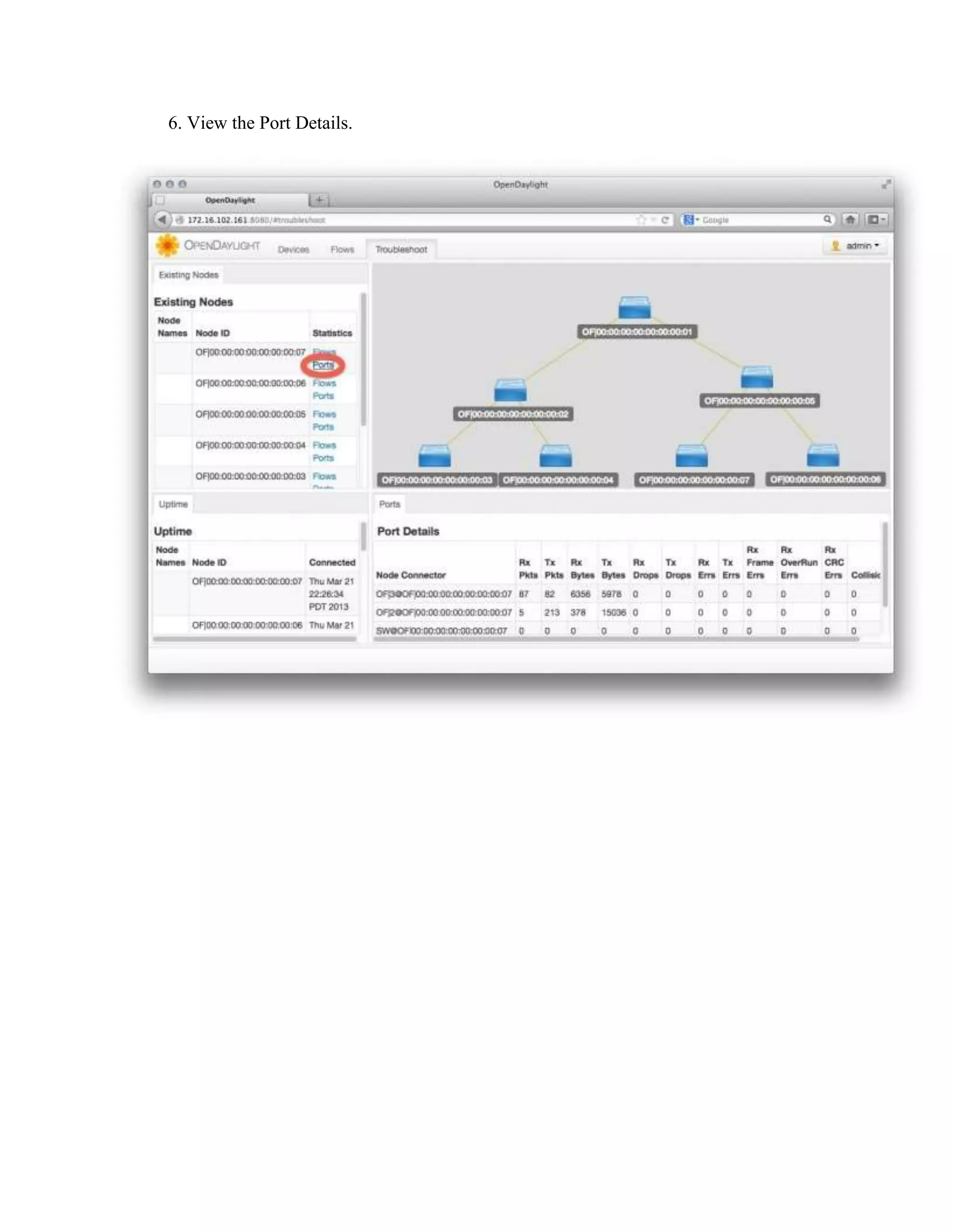FloodLight Example
Start FloodLight
cd floodlight
./floodlight.sh

Note: use the same previous Mininet Virtual network
sudo mn --topo=tree,3 --mac --switch=ovsk --controller=remote,ip=a.b.c.d

Open OpenDayLight GUI
localhost:8080/ui/index.html

 