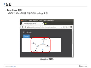 © PIOLINK, Inc. SDN No.1
실험
 Topology 확인
-ODL의 Web GUI를 이용하여 topology 확인
<topology 확인>
 