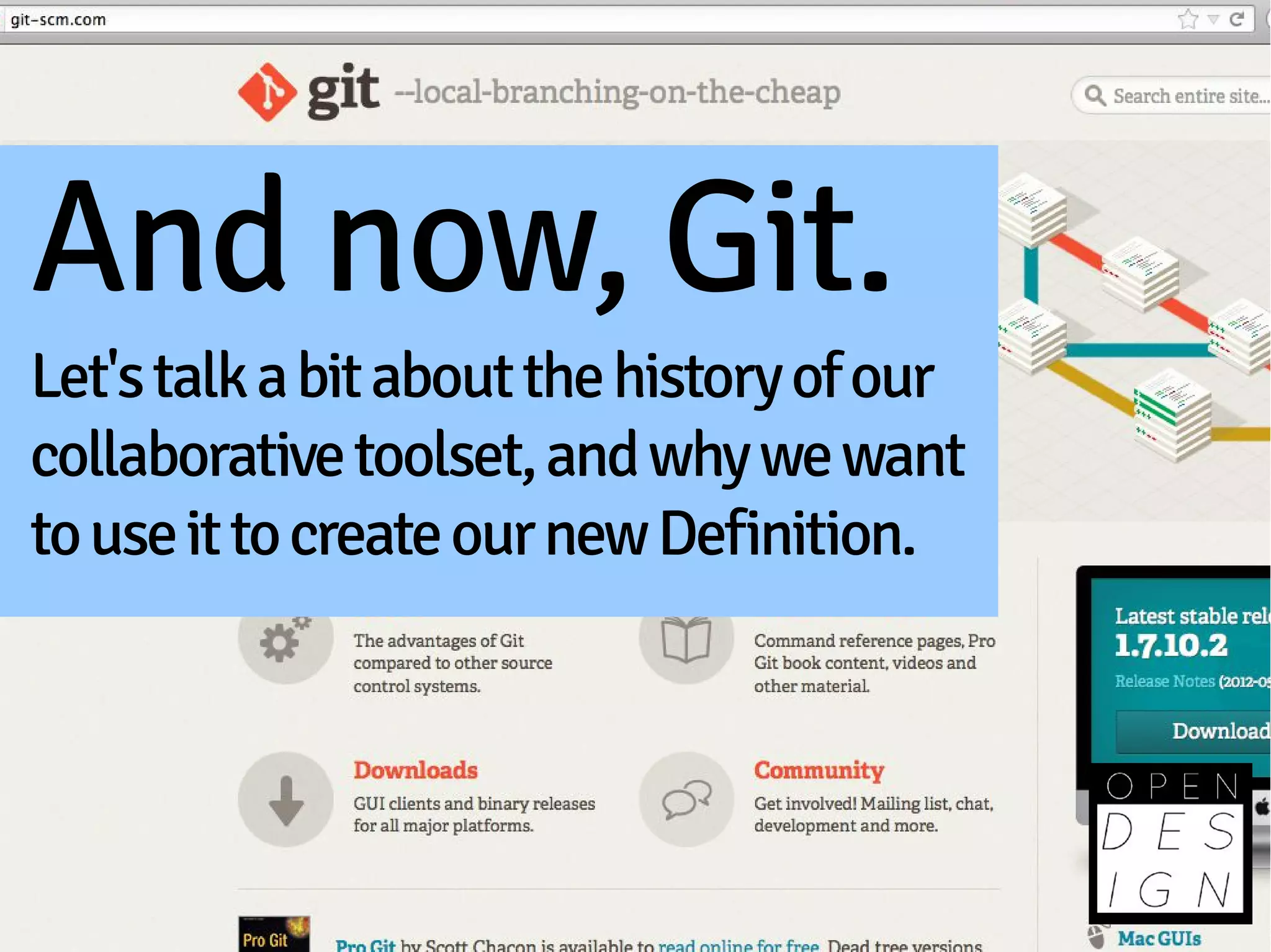 And now, Git.
Let's talk a bit about the history of our
collaborative toolset, and why we want
to use it to create our new Definition.
 