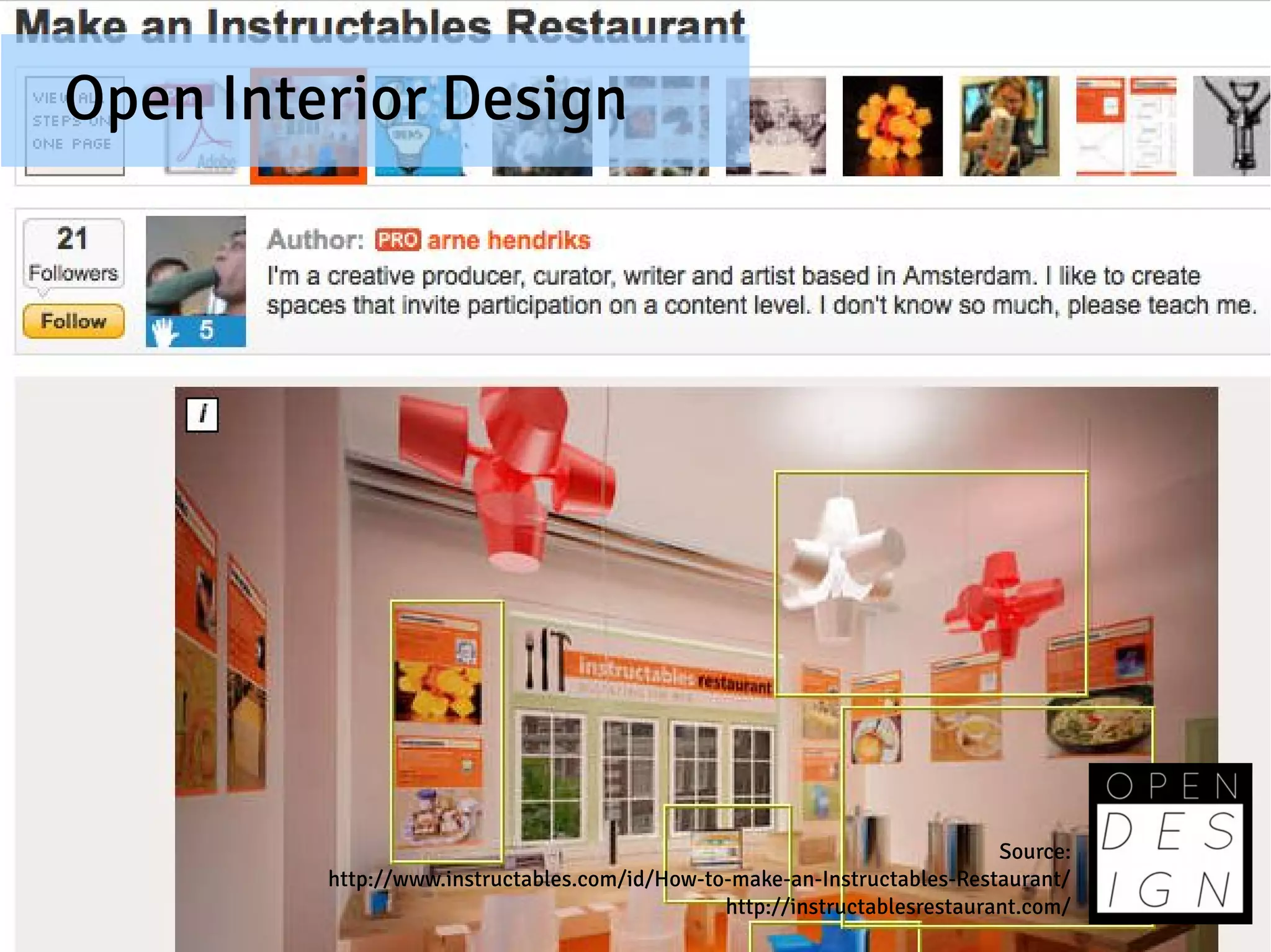 Open Interior Design




                                                                           Source:
         http://www.instructables.com/id/How-to-make-an-Instructables-Restaurant/
                                               http://instructablesrestaurant.com/
 