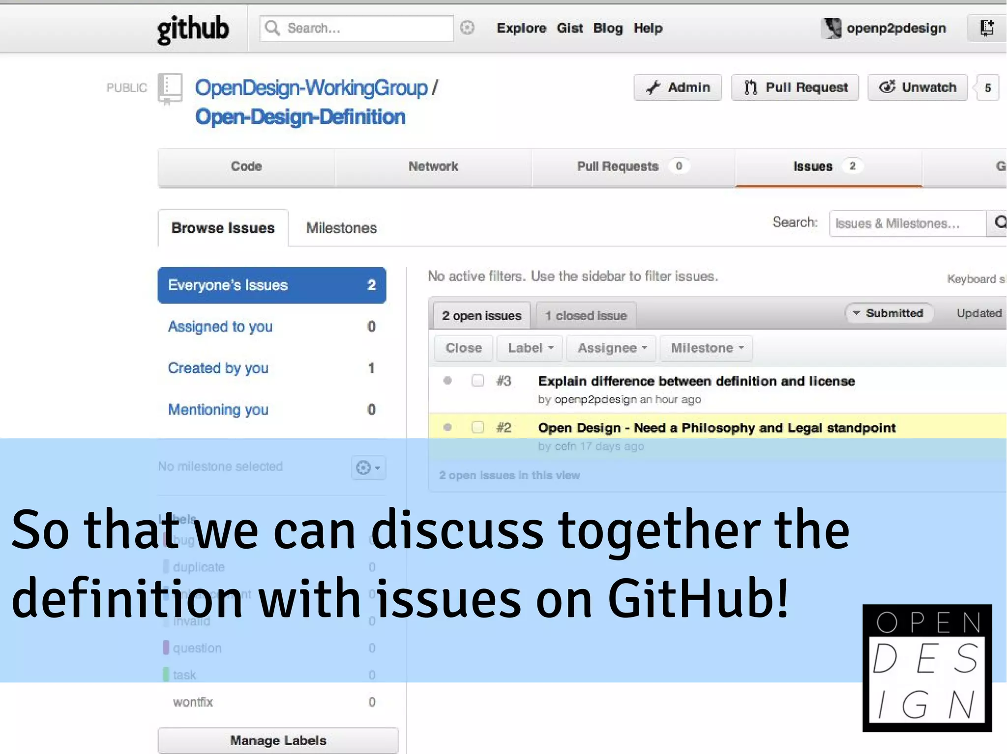 So that we can discuss together the
definition with issues on GitHub!
 