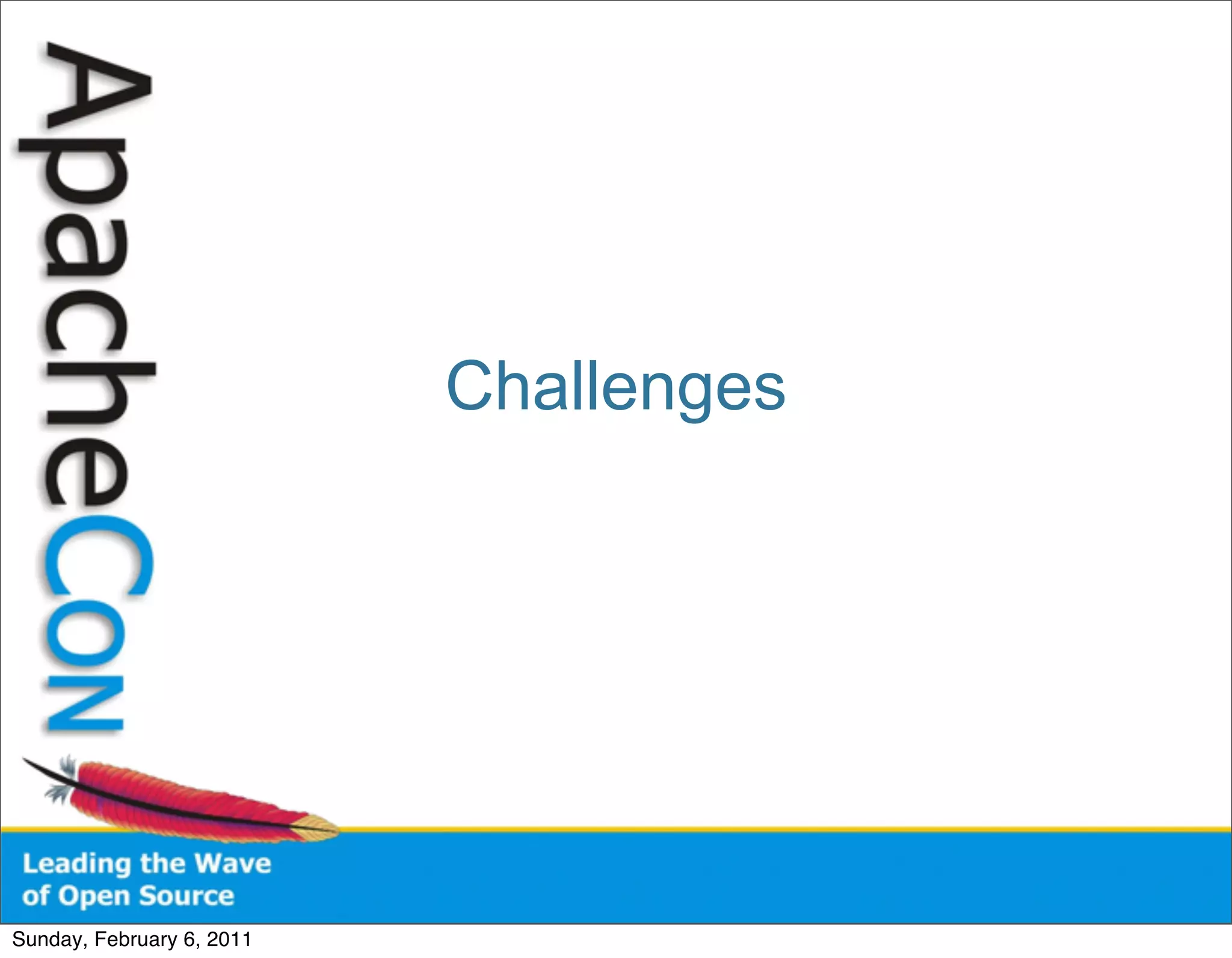 Challenges




Sunday, February 6, 2011
 